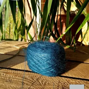 EMERO - Fil Plume à tricoter - Mohair et Soie - Bleu Canard - Origine : France 🧶