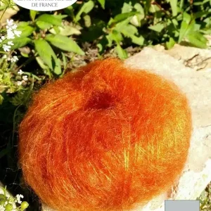 EMERO - Laine à tricoter - Mohair et Soie – Orange Cuivré - Origine : France