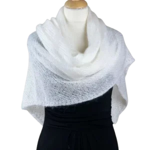 EMERO - Châle Femme en Mohair et Soie - Ecru - Origine : Hérault (France)