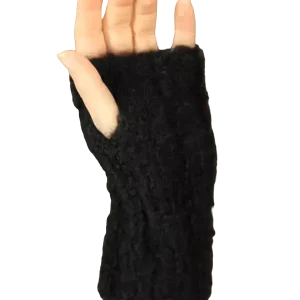 EMERO - Mitaines en Laine Mohair - Noir - Origine : France