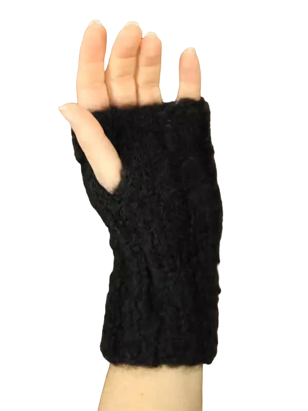 EMERO - Mitaines en Laine Mohair - Noir - Origine : France – Image 2