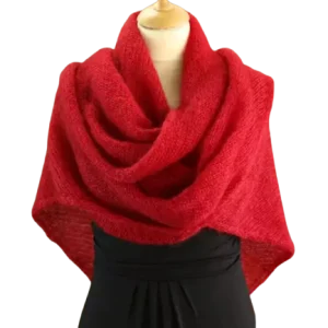 EMERO - Châle Femme en Mohair et Soie - Rouge - Origine : Hérault (France)