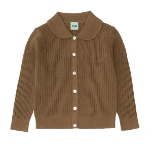 Cardigan coton bio pointelle camel