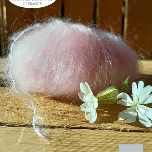 EMERO - Laine à tricoter - Mohair et Soie – Rose Poudré - Origine : France
