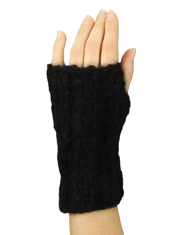 EMERO - Mitaines en Laine Mohair - Noir - Origine : France – Image 3