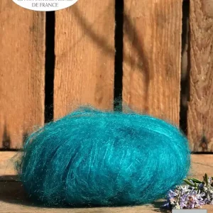 EMERO - Laine à tricoter - Mohair et Soie - Bleu Lagon - Origine : France