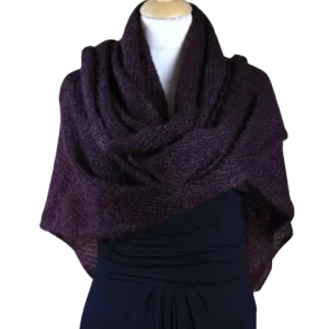 EMERO - Châle Femme en Mohair et Soie - Aubergine - Origine : Hérault (France)