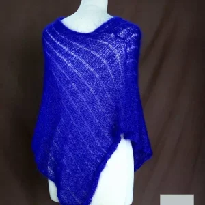 EMERO - Poncho Femme - Mohair et Soie - Bleu Encre - Origine : France