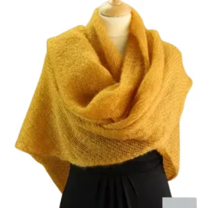 EMERO - Châle Femme en Mohair et Soie - Jaune - Origine : Hérault (France)