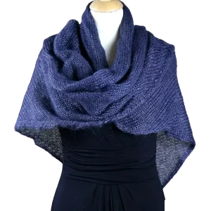 EMERO - Châle Femme en Mohair et Soie - Gris ardoise - Origine : Hérault (France)