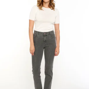 Jean femme coupe droite gris foncé