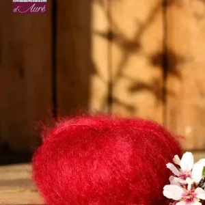 EMERO - Laine à tricoter - Mohair et Soie – Rouge Rubis - Origine : France