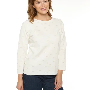 Pull femme à pois beige lin en coton