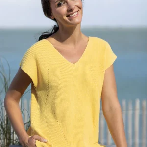 Pull sans manches femme jaune