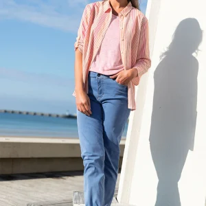 Jean femme taille haute bleu indigo clair