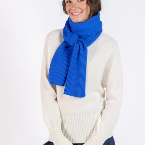 Echarpe en laine mérinos bleu tonique
