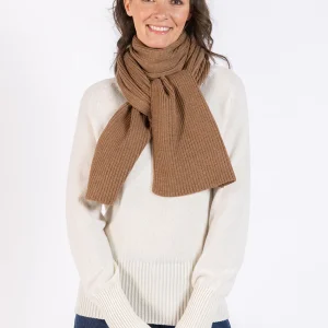 Echarpe en laine mérinos marron glacé