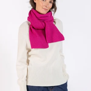 Echarpe en laine mérinos rose framboise