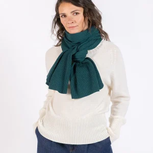 Echarpe en laine mérinos vert nuit