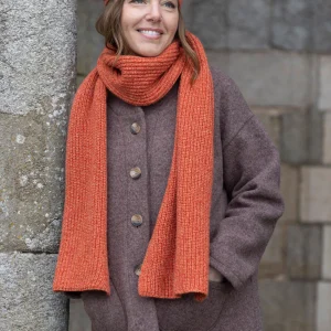 Écharpe femme en laine recyclée orange