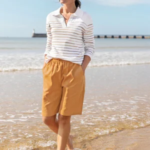 Bermuda femme en lin et coton jaune safran