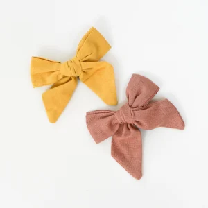 Duo de barrettes noeud camel et ocre