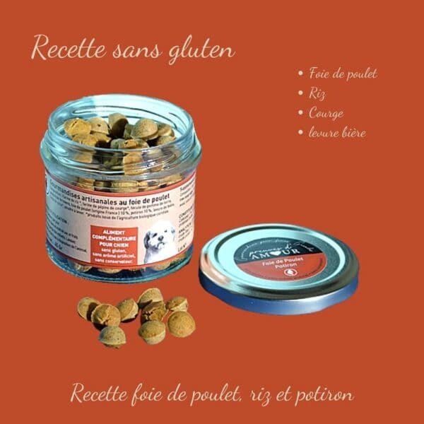 Biscuits Naturels pour Petit Chien - Foie de Poulet & Potiron (45g) & Fabriqués en France | Bio, Sans Gluten & Vitalité – Image 3