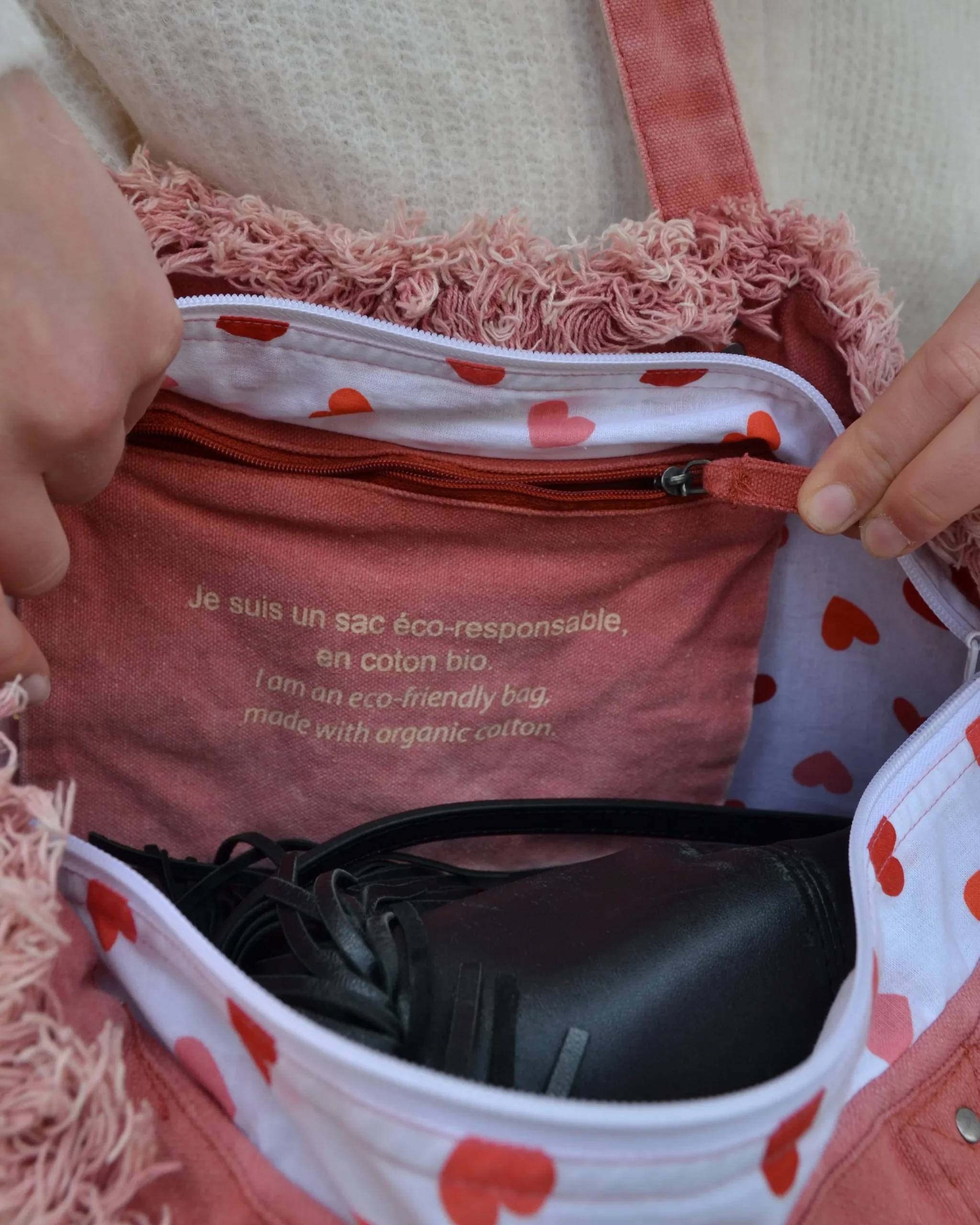 Sac Cabas Pink Retro Rose Vintage – Fabriqué en France – Image 3