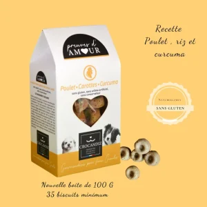 Biscuits Naturels pour Chien - Poulet & Curcuma & Fabriqués en France | Bio & Antioxydants
