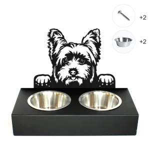 EMERO - Support Écuelles pour Chiens - Yorkshire Terrier - Origine : France 🐾🇫🇷